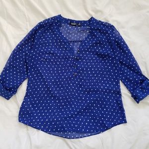 A.N.A Royal Blue Polka Dot Blouse
